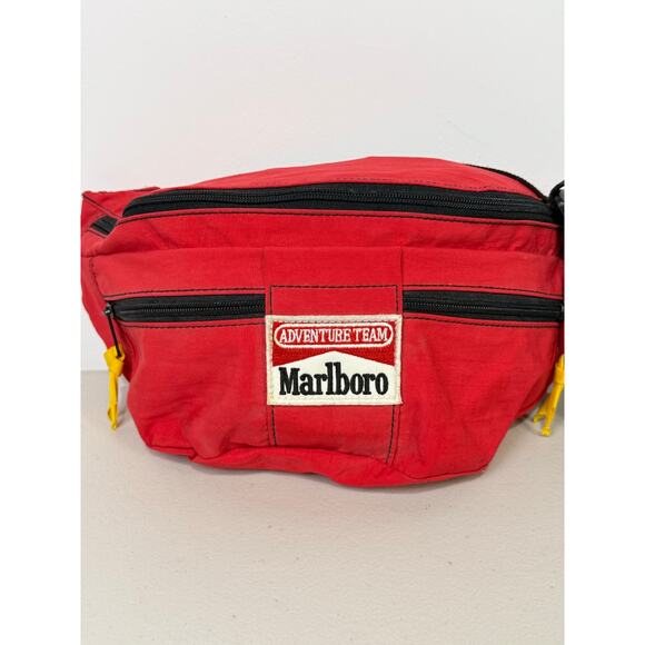 Vtg 90's Marlboro Adventure Team Red Fanny Pack 3 Pocket, missing canteen - Picture 2 of 11